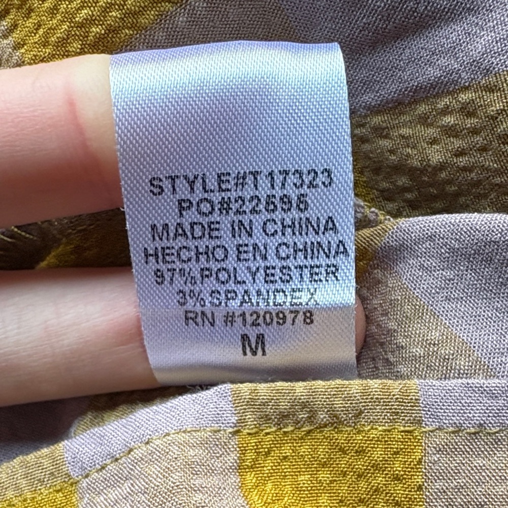 🪷entro Checkered Blouse 3/4 Sleeve, Medium, EUC - Picture 3 of 5